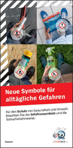 Dieser Flyer bietet allgemeine Informationen zum neuen Kennzeichnungssystem für chemische Produkte, erläutert die Bedeutung der einzelnen Symbole und weist auf die Schutzmassnahmen hin.